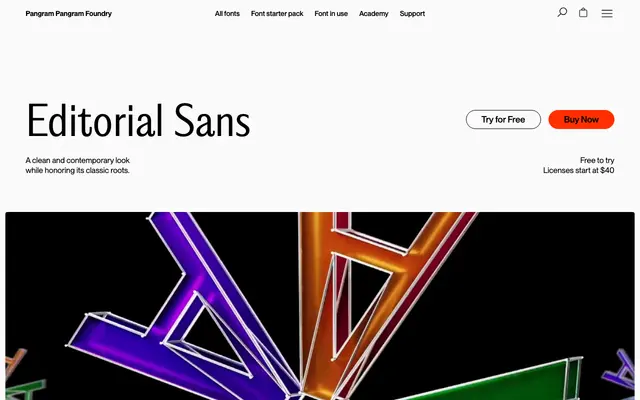 Editorial Sans specimen from Pangram Pangram Foundry