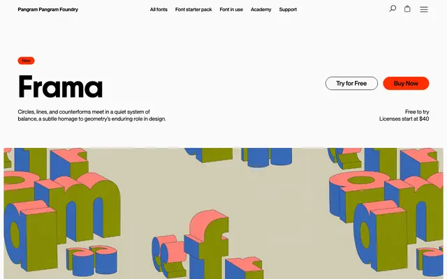 Frama specimen from Pangram Pangram Foundry