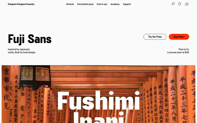 Fuji Sans specimen from Pangram Pangram Foundry