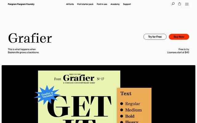 Grafier specimen from Pangram Pangram Foundry