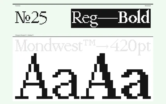 Mondwest specimen from Pangram Pangram Foundry
