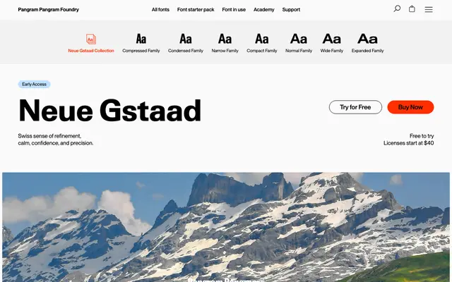 Neue Gstaad specimen from Pangram Pangram Foundry