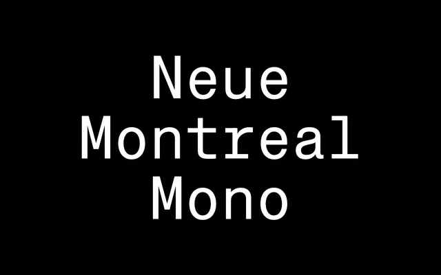 Neue Montreal Mono specimen from Pangram Pangram Foundry