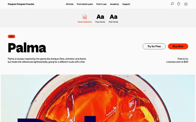 Paloma specimen from Pangram Pangram Foundry