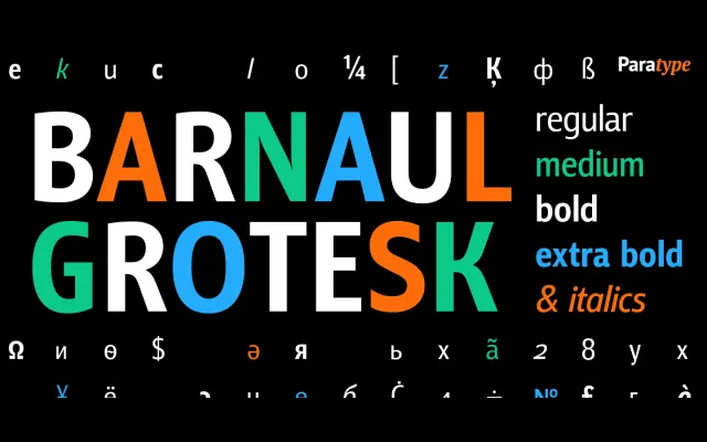 Barnaul Grotesk specimen from ParaType