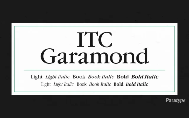 ITC Garamond specimen from ParaType