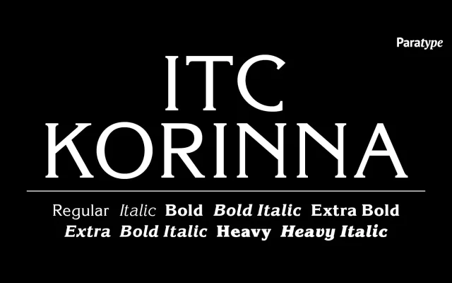 ITC Korinna specimen from ParaType