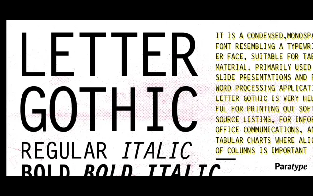 Letter Gothic specimen from ParaType