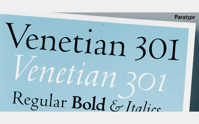 Venetian 301 specimen from ParaType