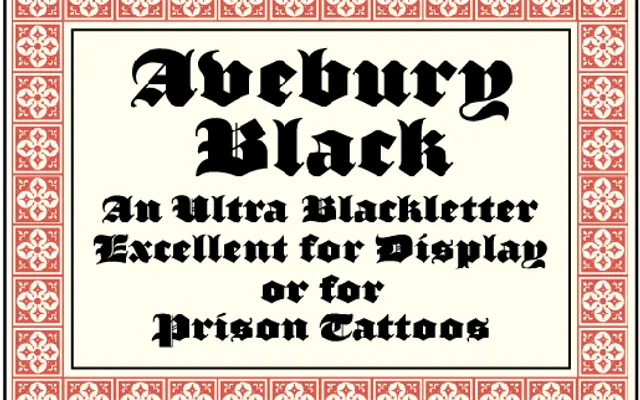 Avebury Black specimen from Parkinson Type Design