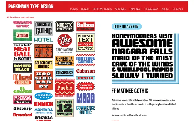 FF Matinee Gothic specimen from Parkinson Type Design