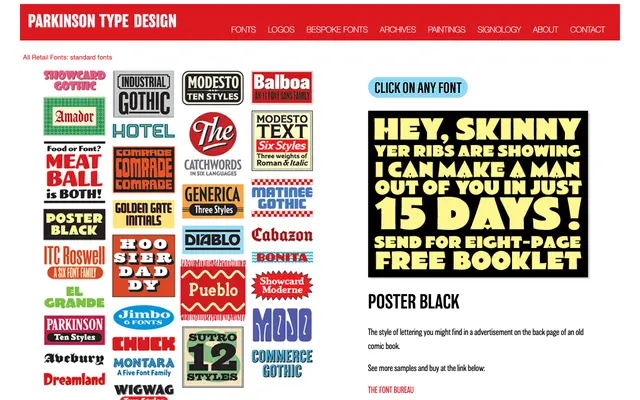 Poster Black specimen from Parkinson Type Design