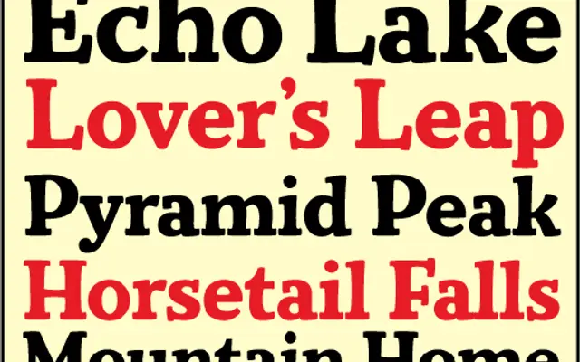 Showcard Moderne specimen from Parkinson Type Design