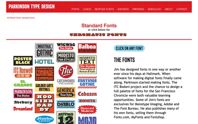 Standard Fonts specimen from Parkinson Type Design