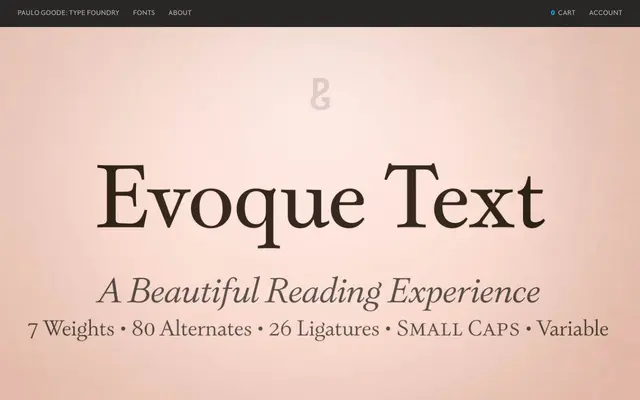 Evoque Text specimen from Paulo Goode