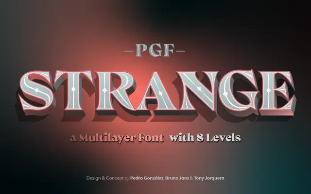PGF-Strange specimen from Peggo Fonts