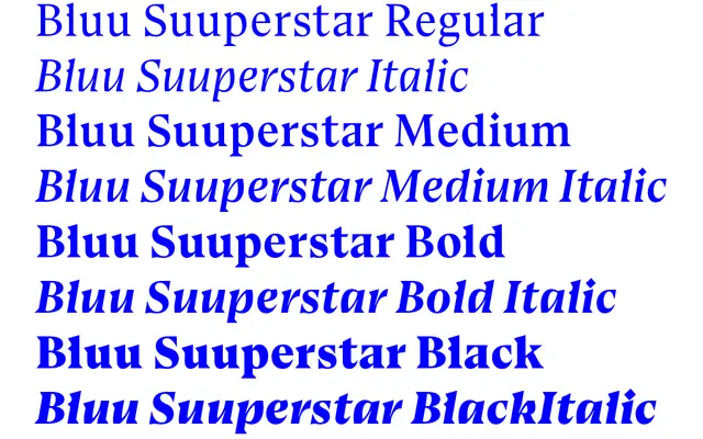 Bluu Suuperstar specimen from Phantom Foundry