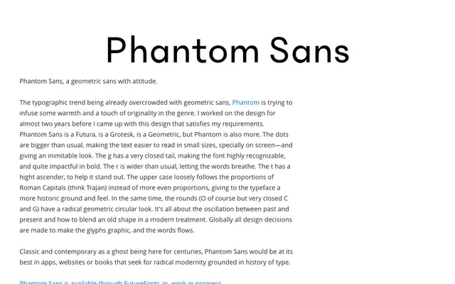 Phantom Sans specimen from Phantom Foundry