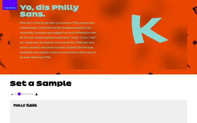 Philly Sans specimen from Philatype