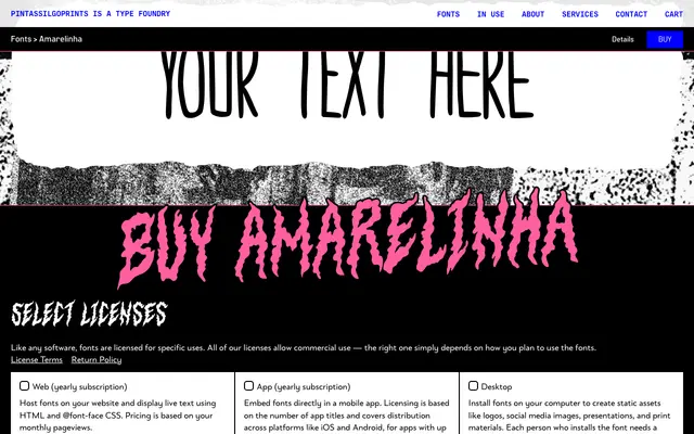 Amarelinha specimen from PintassilgoPrints