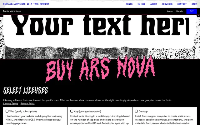 Ars Nova specimen from PintassilgoPrints