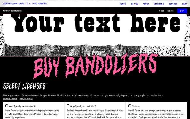 Bandoliers specimen from PintassilgoPrints