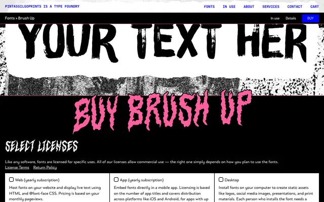 Brush Up specimen from PintassilgoPrints