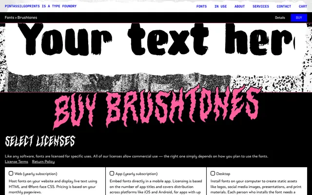 Brushtones specimen from PintassilgoPrints