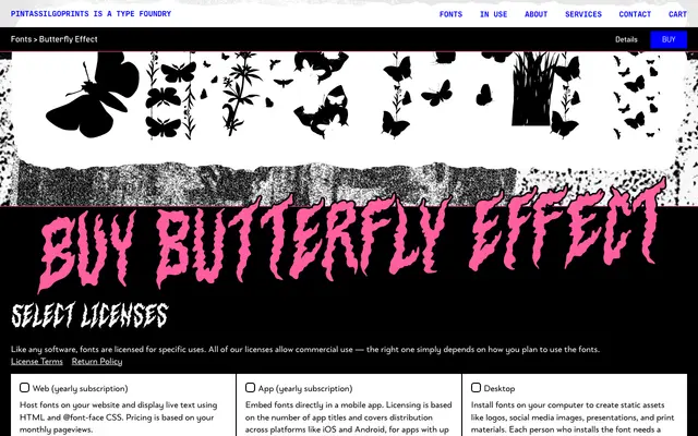 Butterfly Effect specimen from PintassilgoPrints