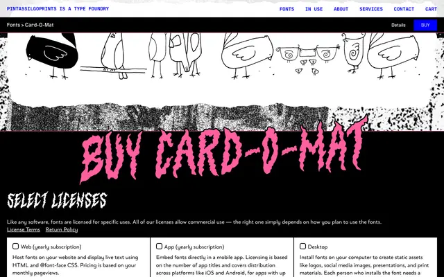 Card-O-Mat specimen from PintassilgoPrints