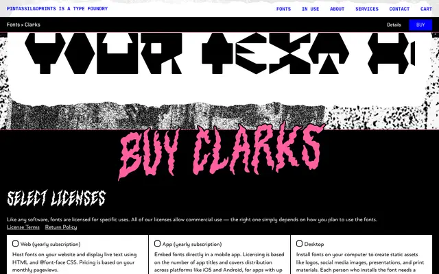 Clarks specimen from PintassilgoPrints