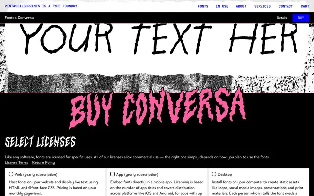 Conversa specimen from PintassilgoPrints