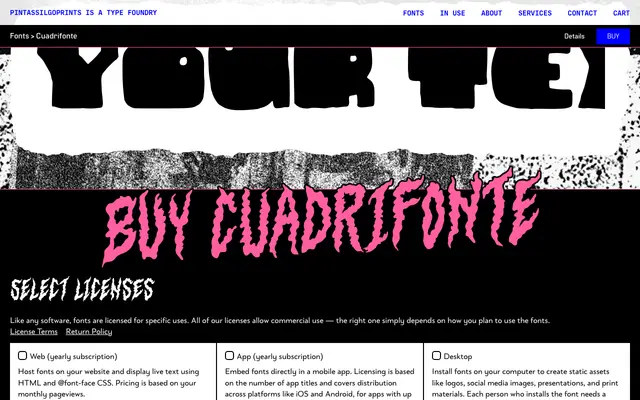 Cuadrifonte specimen from PintassilgoPrints
