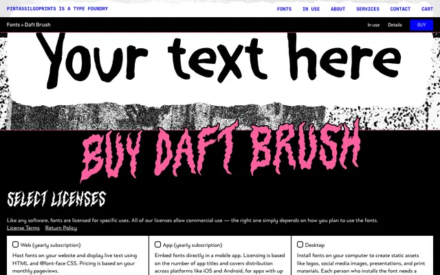Daft Brush specimen from PintassilgoPrints