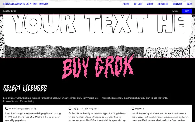 Grok specimen from PintassilgoPrints