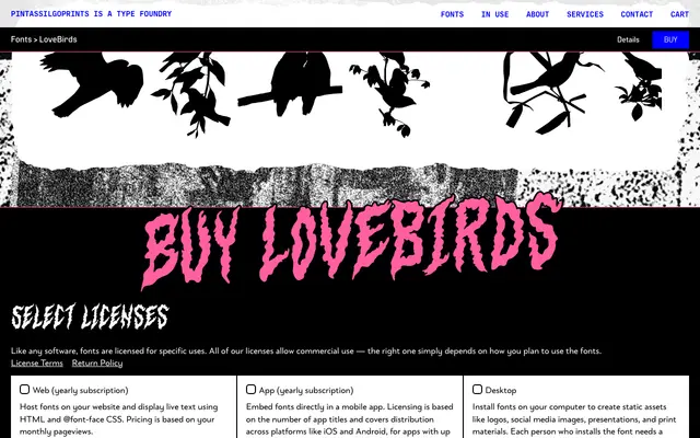 LoveBirds specimen from PintassilgoPrints