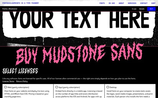 Mudstone Sans specimen from PintassilgoPrints