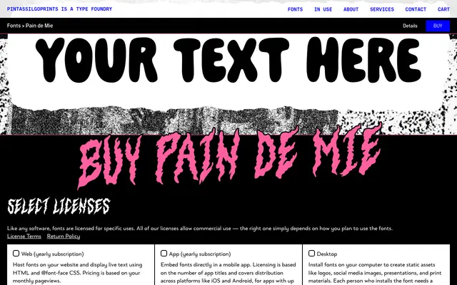 Pain de Mie specimen from PintassilgoPrints