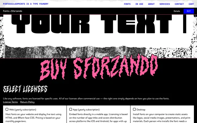 Sforzando specimen from PintassilgoPrints