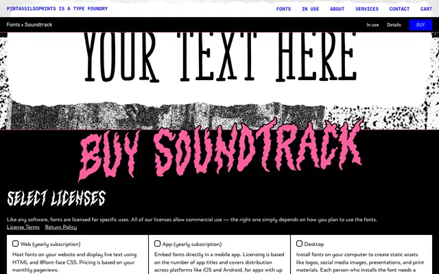 Soundtrack specimen from PintassilgoPrints