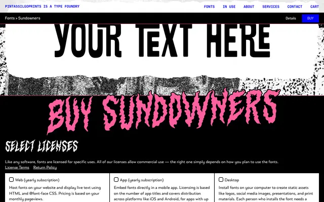 Sundowners specimen from PintassilgoPrints