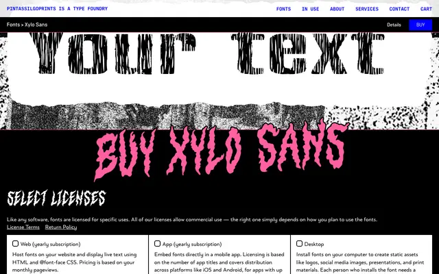 Xylo Sans specimen from PintassilgoPrints