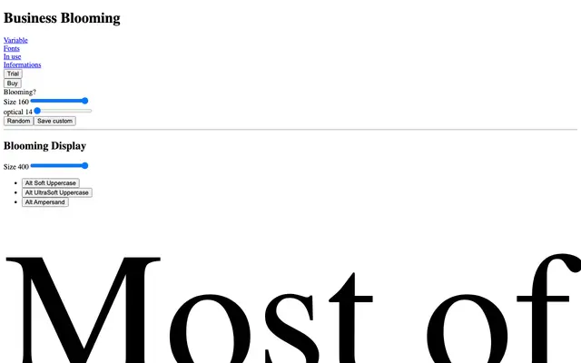 Business Blooming specimen from Pizza Typefaces