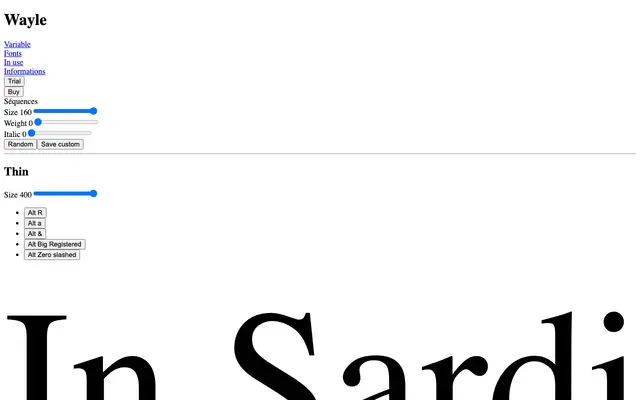 Wayle specimen from Pizza Typefaces