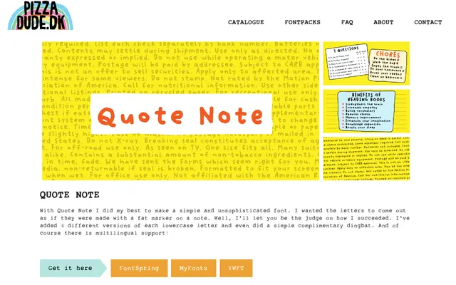 Quote Note specimen from PizzaDude