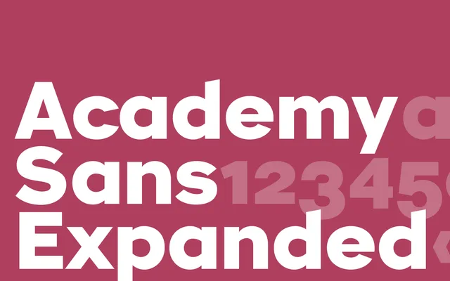 Academy Sans Expanded specimen from Playtype