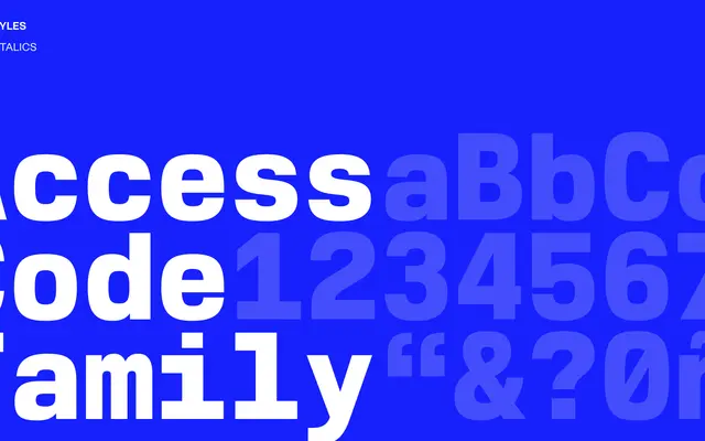 Access Code specimen from Playtype