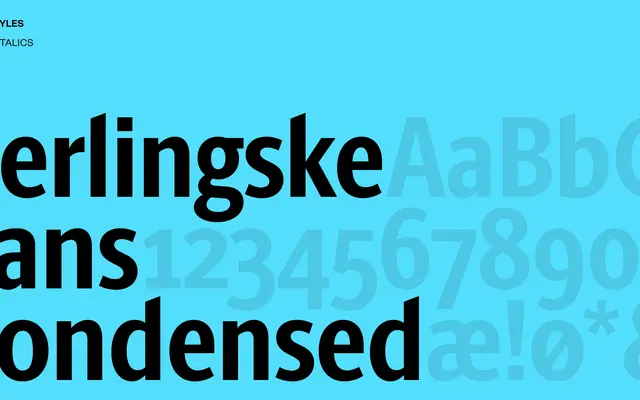 Berlingske Sans Condensed specimen from Playtype