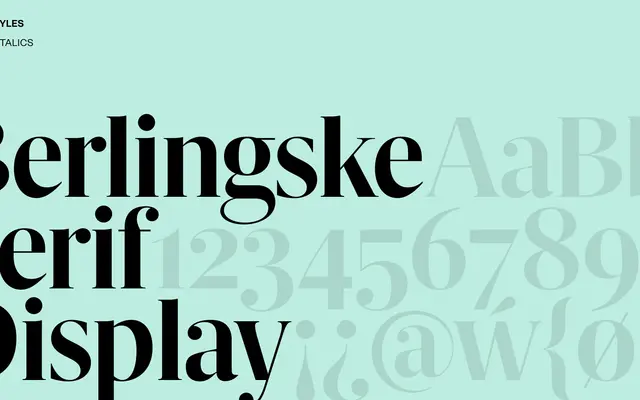 Berlingske Serif Display specimen from Playtype