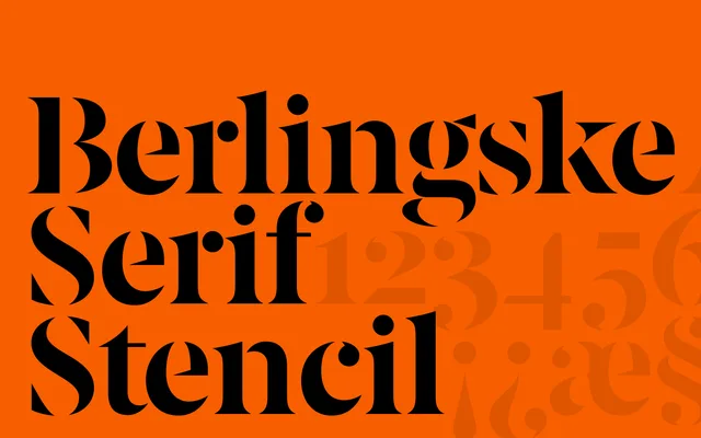 Berlingske Serif Stencil specimen from Playtype